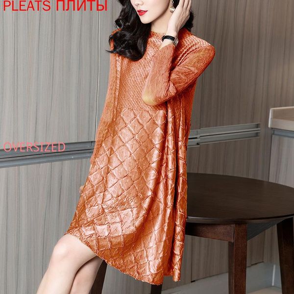 spring pleated dress female heavy industry miyake loose show thin temperament mid-length vestido fashion pleats casual dresses, Black;gray
spring pleated dress female heavy industry miyake loose show thin temperament mid-length vestido fashion pleats casual dresses, Black;gray