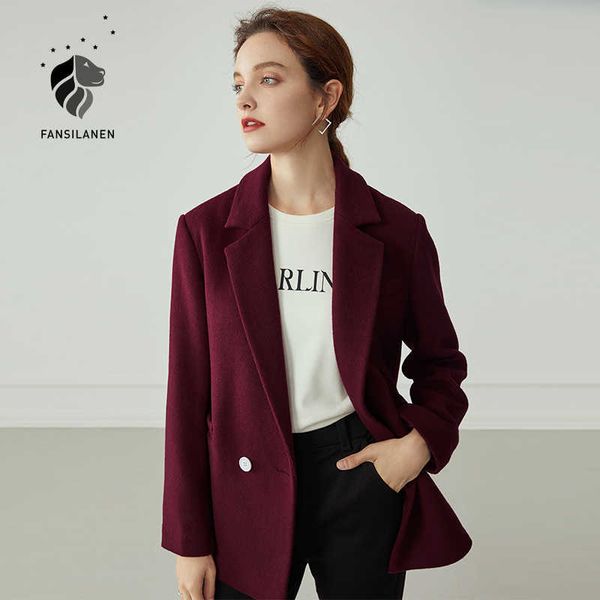 fansilanen red short wool blend coat women casual knitted oversized winter female elegant office lady woolen blazer jacket 210607, Black
fansilanen red short wool blend coat women casual knitted oversized winter female elegant office lady woolen blazer jacket 210607, Black