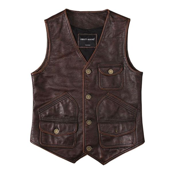 men's vests 2021 vintage brown men american casual style leather vest plus size xxxl genuine cowhide spring short natural, Black;white
men's vests 2021 vintage brown men american casual style leather vest plus size xxxl genuine cowhide spring short natural, Black;white