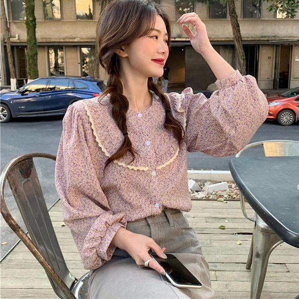 women's blouses & shirts women long sleeve patchwork female vintage all-match single breasted round neck spring chiffon girls clothes, White
women's blouses & shirts women long sleeve patchwork female vintage all-match single breasted round neck spring chiffon girls clothes, White