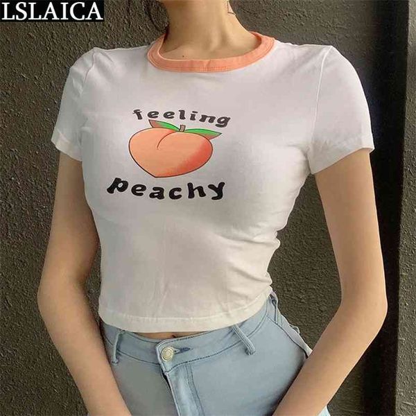 fashion women t-shirt short sleeve shirt elegant wild daily peach print casual knitted streetwear 210515, White
fashion women t-shirt short sleeve shirt elegant wild daily peach print casual knitted streetwear 210515, White