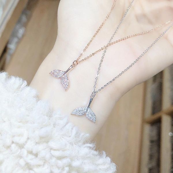 chains mermaid fishtail tail charm necklace for women pendant creative design jewelry micro inlaid advanced shiny zircon, Silver
chains mermaid fishtail tail charm necklace for women pendant creative design jewelry micro inlaid advanced shiny zircon, Silver