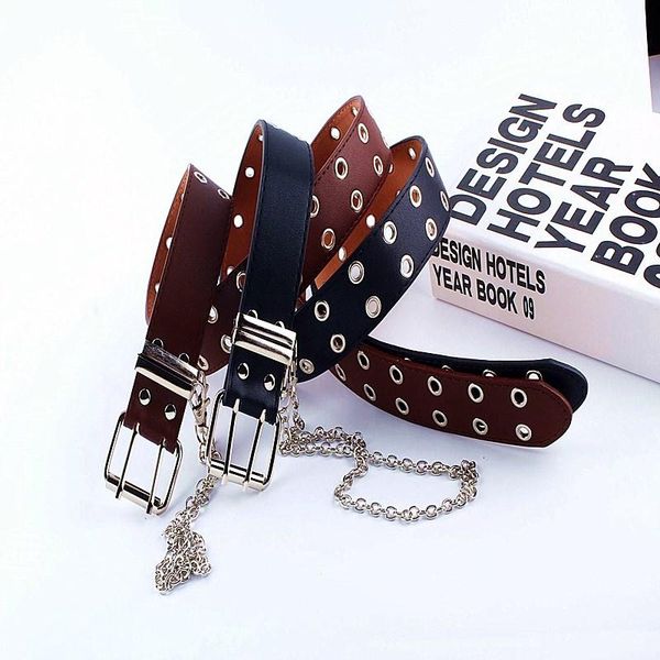 belts 1pc adjustable punk chain belt double/single eyelet pin clasp leather girdle collocation for women jean denim skirt pu waistband, Black;brown
belts 1pc adjustable punk chain belt double/single eyelet pin clasp leather girdle collocation for women jean denim skirt pu waistband, Black;brown