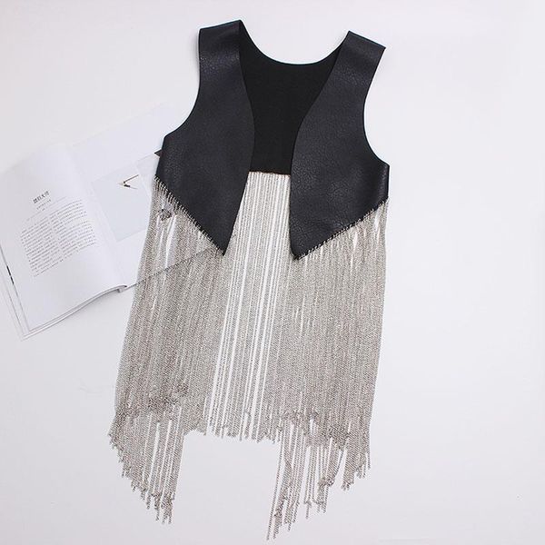 women's vests 2021 summer pu leather spring women chains tassel outwear clothing biker vest sleeveless streetwear q37, Black;white
women's vests 2021 summer pu leather spring women chains tassel outwear clothing biker vest sleeveless streetwear q37, Black;white