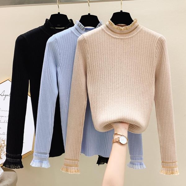 women's sweaters oumengka 2021 knitted women lace neck sweater pullovers autumn basic pullover slim fit black top, White;black
women's sweaters oumengka 2021 knitted women lace neck sweater pullovers autumn basic pullover slim fit black top, White;black