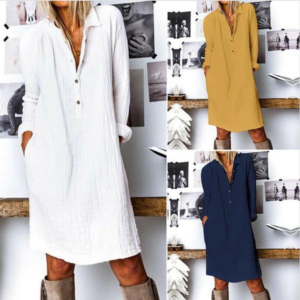 casual dresses linen dress women a-line full sleeve turn-down collar solid fall fashion womens plus size lugentolo, Black;gray
casual dresses linen dress women a-line full sleeve turn-down collar solid fall fashion womens plus size lugentolo, Black;gray