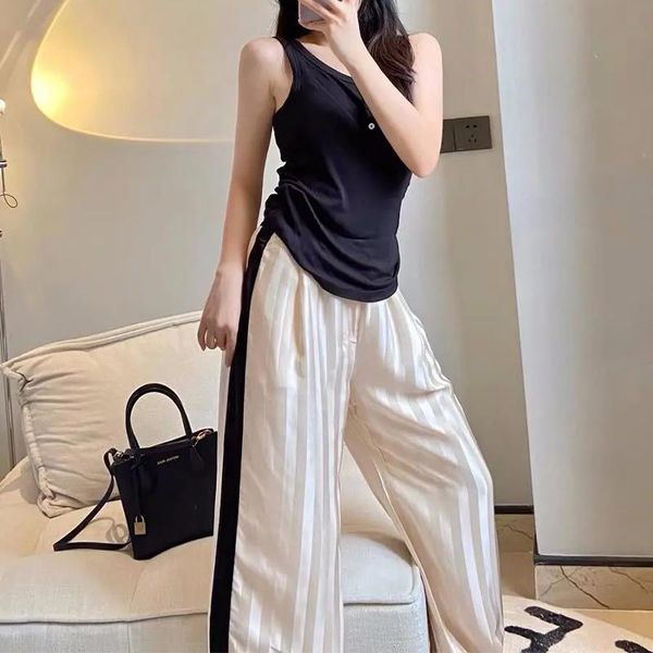 women's pants & capris acetate fabric elastics high waist wide leg satin striped fluid trousers loose thin casual plus size women cloth, Black;white
women's pants & capris acetate fabric elastics high waist wide leg satin striped fluid trousers loose thin casual plus size women cloth, Black;white