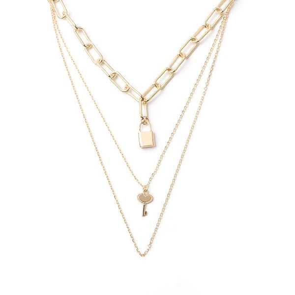 pendant necklaces hello miss fashion necklace key lock multi-layer clavicle chain wild women's jewelry, Silver
pendant necklaces hello miss fashion necklace key lock multi-layer clavicle chain wild women's jewelry, Silver