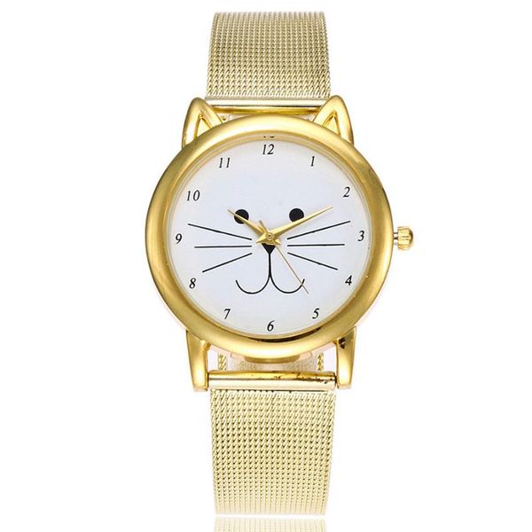 wristwatches drop fashion gold mesh band cat watch luxury casual quartz wrist relogio feminino, Slivery;brown
wristwatches drop fashion gold mesh band cat watch luxury casual quartz wrist relogio feminino, Slivery;brown