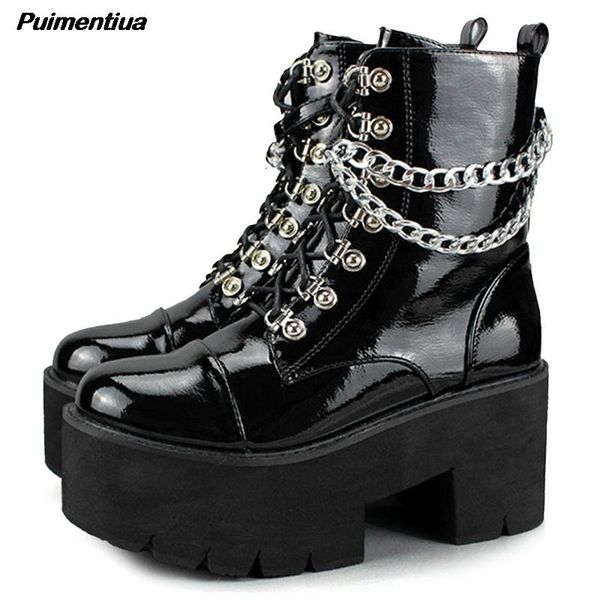 dress shoes patent leather women's autumn gothic black boots women heel chain chunky platform female punk style ankle
dress shoes patent leather women's autumn gothic black boots women heel chain chunky platform female punk style ankle