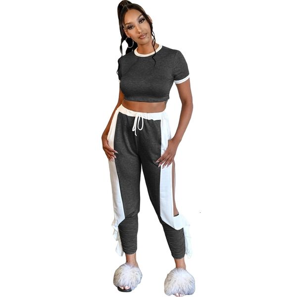 fashion women contrast color patchwork two piece sets o-neck crop lace-up high waist irregular draped split pencil pant set, White
fashion women contrast color patchwork two piece sets o-neck crop lace-up high waist irregular draped split pencil pant set, White