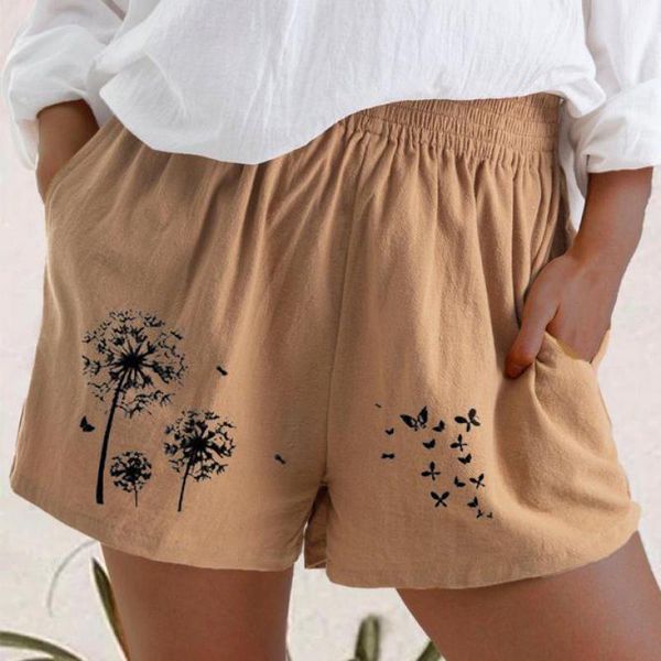 women's shorts summer loose high waist fashion dandelion print harajuku casual cotton linen pocket, White;black
women's shorts summer loose high waist fashion dandelion print harajuku casual cotton linen pocket, White;black