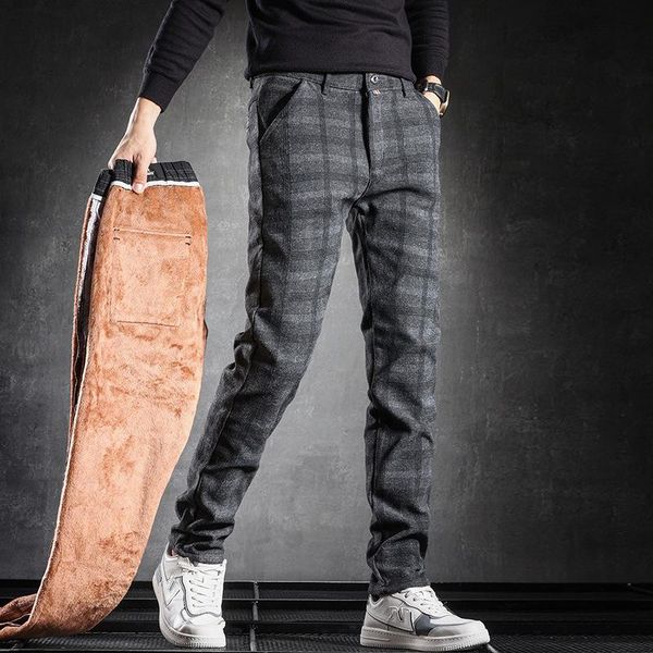 men's pants fashion winter warm fleece thicken casual bussiness men wear midlife business jogger trousers, Black
men's pants fashion winter warm fleece thicken casual bussiness men wear midlife business jogger trousers, Black
