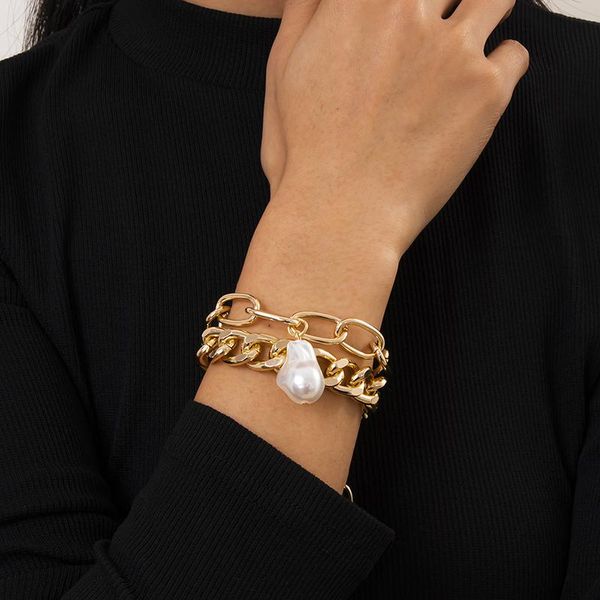 pcs/set vintage baroque pearl alloy pendant thick chain bracelet for women gold silver color bangles party jewelry link,, Black
pcs/set vintage baroque pearl alloy pendant thick chain bracelet for women gold silver color bangles party jewelry link,, Black