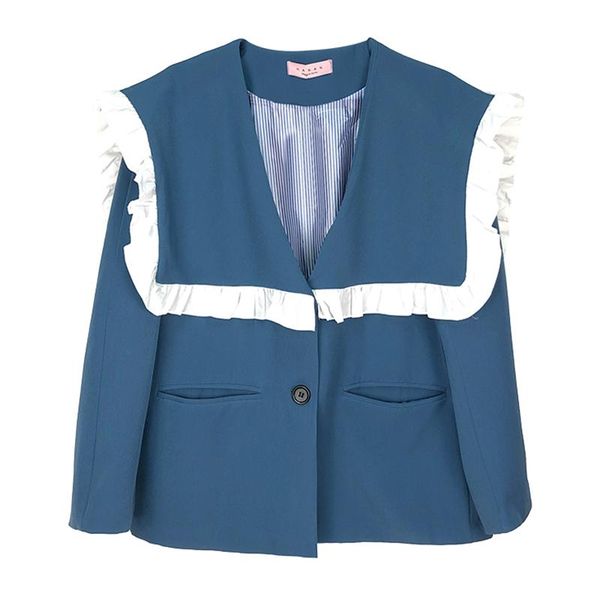 women's suits & blazers perhaps u women blue black light blazer patchwork pocket button short jacket long sleeve v-neck sweet c0493, White;black
women's suits & blazers perhaps u women blue black light blazer patchwork pocket button short jacket long sleeve v-neck sweet c0493, White;black