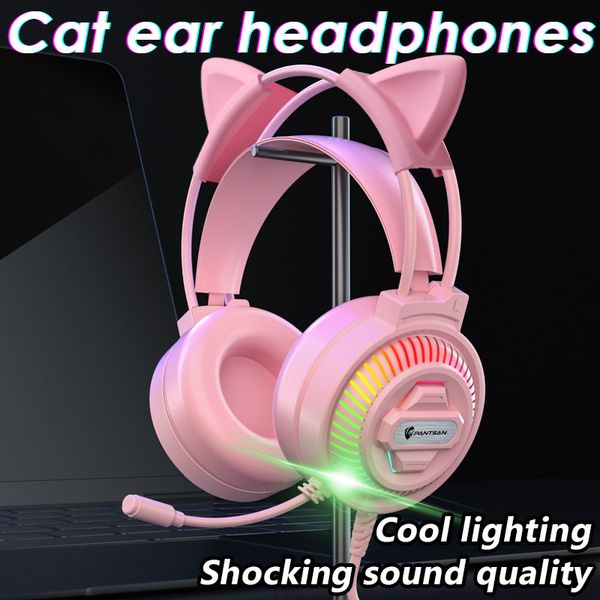headphones ps4 pc xbox stereo game headset with microphone, cat ears, led lights, bass surround, soft memory earmuffs pink cute
headphones ps4 pc xbox stereo game headset with microphone, cat ears, led lights, bass surround, soft memory earmuffs pink cute