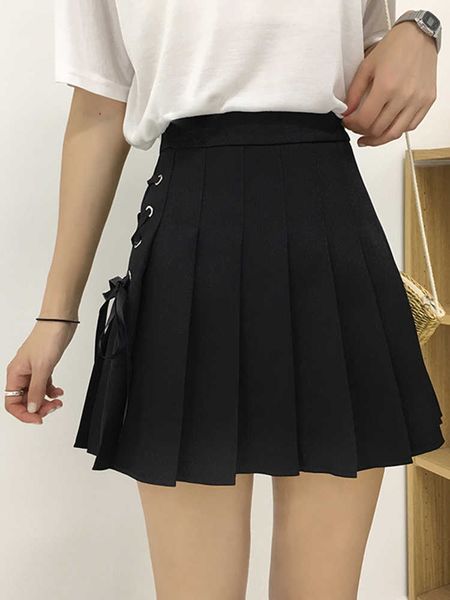 women's korean harajuku bow tie cute punk funny vintage pleated skirt female cute japanese kawaii skirts for women 210608, Black
women's korean harajuku bow tie cute punk funny vintage pleated skirt female cute japanese kawaii skirts for women 210608, Black