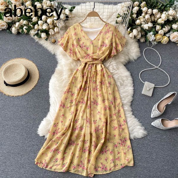 women bohemian floral dress korean sweet flying sleeve v neck a-line es summer fashion streetwear print midi 210512, Black;gray
women bohemian floral dress korean sweet flying sleeve v neck a-line es summer fashion streetwear print midi 210512, Black;gray