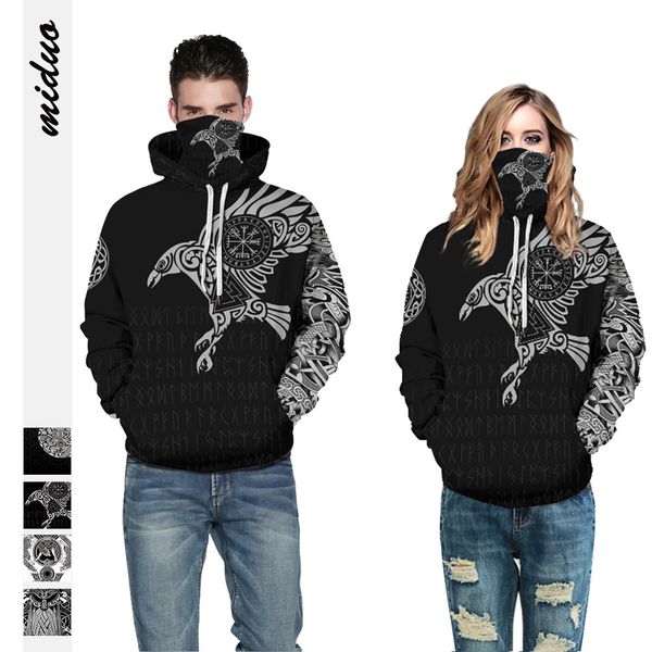 viking myth digital printing couple's hooded sweater women's loose large autumn winter pullover, Blue;black
viking myth digital printing couple's hooded sweater women's loose large autumn winter pullover, Blue;black