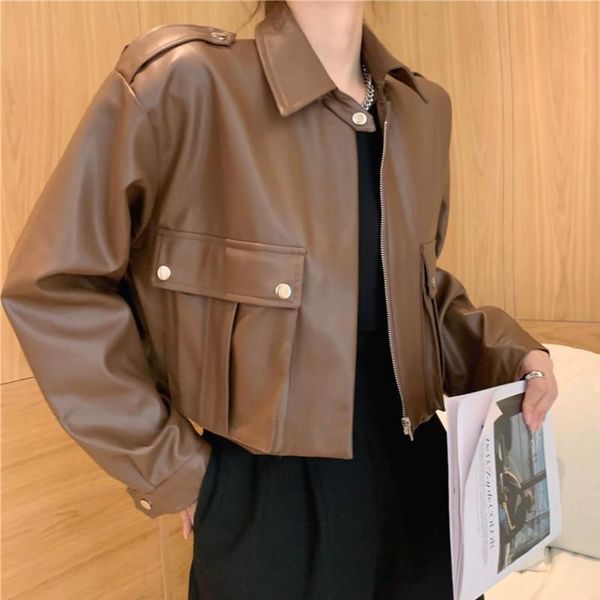women's leather & faux jmprs women crop jacket autumn fashion motorcycle biker pu coat loose long sleeve black chic korean female cloth
women's leather & faux jmprs women crop jacket autumn fashion motorcycle biker pu coat loose long sleeve black chic korean female cloth