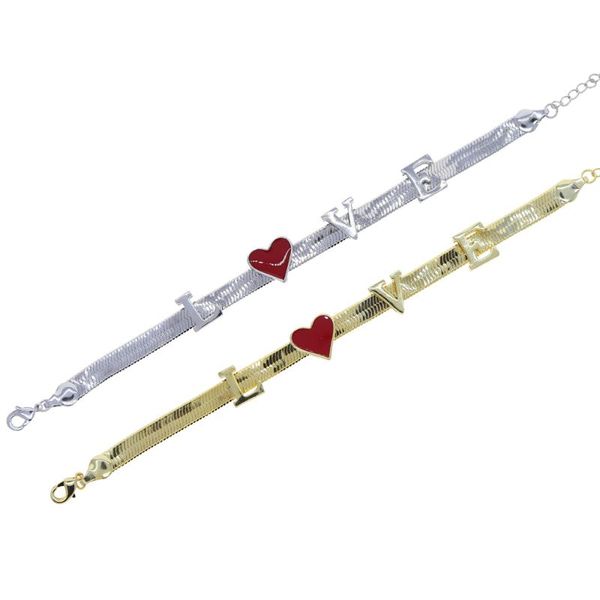 link, chain gold color plated flat snake adjusted bracelets bangles for women red enamel heart letter herringbone jewelry, Black
link, chain gold color plated flat snake adjusted bracelets bangles for women red enamel heart letter herringbone jewelry, Black