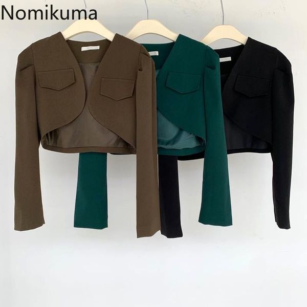 women's jackets nomikuma korean streetwear women solid color fashion all-match short coats long sleeve casual vintage female, Black;brown
women's jackets nomikuma korean streetwear women solid color fashion all-match short coats long sleeve casual vintage female, Black;brown