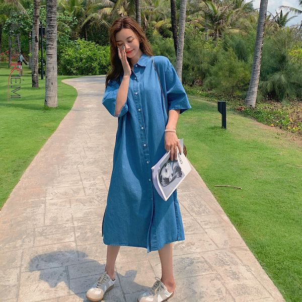 denim blue dress for women short sleeve lapel summer dresses with pockets female casual loose clothing 2d1669 210507, Black;gray
denim blue dress for women short sleeve lapel summer dresses with pockets female casual loose clothing 2d1669 210507, Black;gray