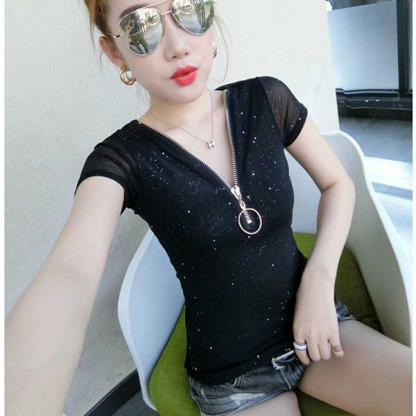 womens deep v neck zipper t shirt diamond t shirt short sleeve plus size lace mesh t-shirt tee femm 210601, White
womens deep v neck zipper t shirt diamond t shirt short sleeve plus size lace mesh t-shirt tee femm 210601, White