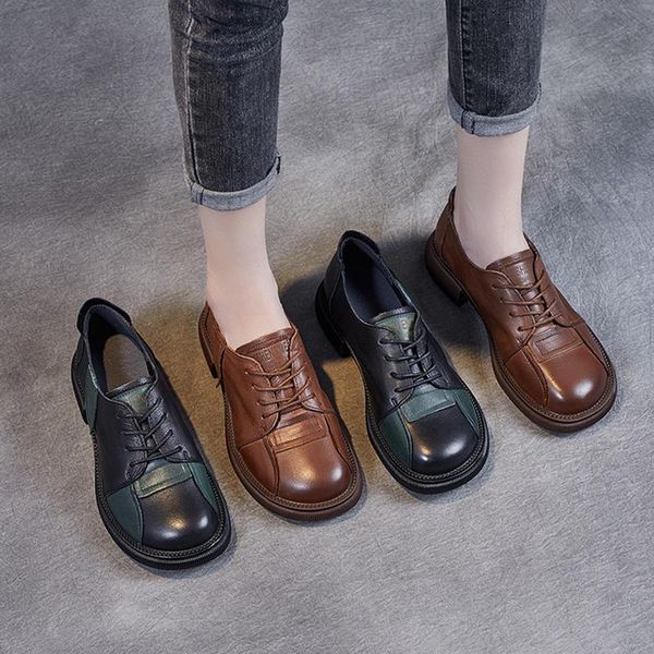 dress shoes 2021 spring and autumn color matching loafers lace-up low-single niche personality women's leather small lea, Black
dress shoes 2021 spring and autumn color matching loafers lace-up low-single niche personality women's leather small lea, Black