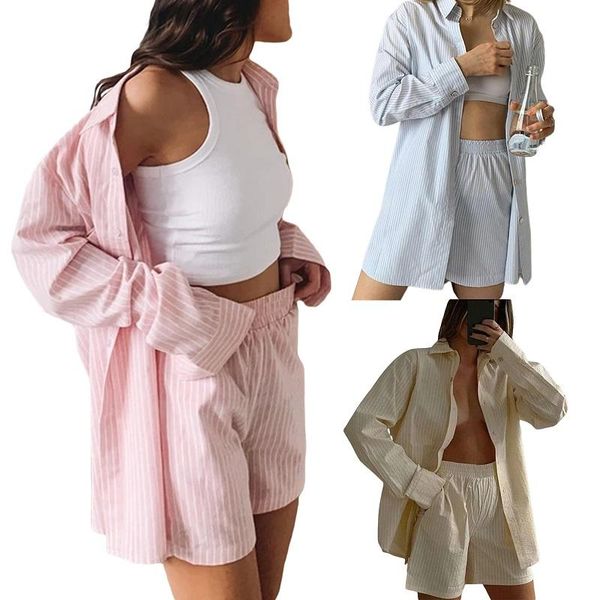 women's tracksuits 2021 woman girls striped mathcing clothing set long sleeve shirt high waist shorts pant 2pcs short sets, Gray
women's tracksuits 2021 woman girls striped mathcing clothing set long sleeve shirt high waist shorts pant 2pcs short sets, Gray
