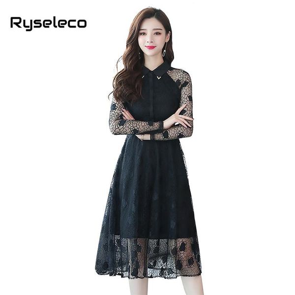 casual dresses women autumn mesh floral lace dress ladies long sleeved turn down collar party elegant female midi vestidos, Black;gray
casual dresses women autumn mesh floral lace dress ladies long sleeved turn down collar party elegant female midi vestidos, Black;gray