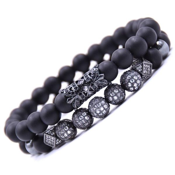 charm bracelets 2pcs/set refinement matte black bead pave cz micro-set ball bracelet for men&women&couple honorable jewelry gift, Golden;silver
charm bracelets 2pcs/set refinement matte black bead pave cz micro-set ball bracelet for men&women&couple honorable jewelry gift, Golden;silver