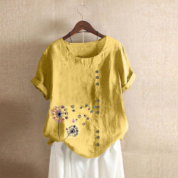 women's blouses & shirts summer bluses for women dandelion print button cotton linen casual round neck short sleeve loose shirt ladies, White
women's blouses & shirts summer bluses for women dandelion print button cotton linen casual round neck short sleeve loose shirt ladies, White