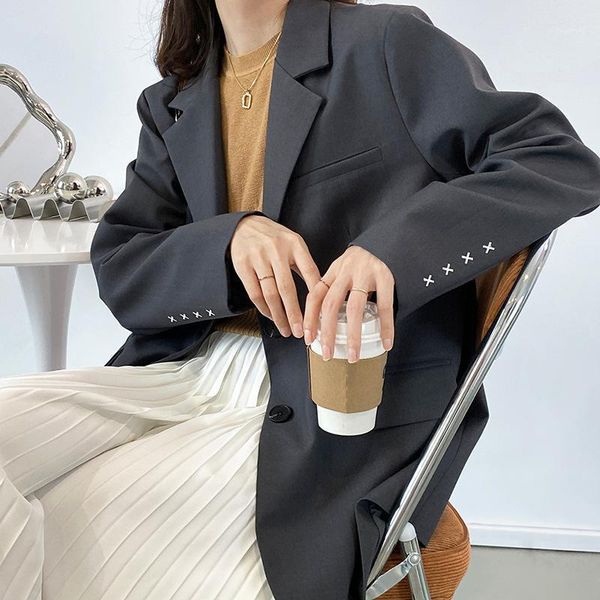 women's suits & blazers korean style embroidery design blazer women vinatge casual streetwear solid coats autumn harajuku chic, White;black
women's suits & blazers korean style embroidery design blazer women vinatge casual streetwear solid coats autumn harajuku chic, White;black