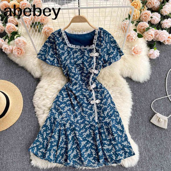 women retro print dress square collar short sleeve casual a-line summer streetwear midi 210512, Black;gray
women retro print dress square collar short sleeve casual a-line summer streetwear midi 210512, Black;gray