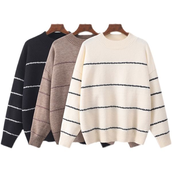 noble cool beautiful dinified sweater womens autumn and winter new retro korean style fishbone striped loose and lazy, White;black
noble cool beautiful dinified sweater womens autumn and winter new retro korean style fishbone striped loose and lazy, White;black