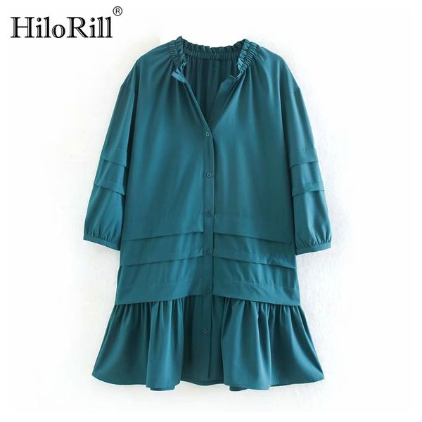 women casual solid pleated dress v neck lantern sleeve mini ruffles button plus size sumdress vestido mujer 210508, Black;gray
women casual solid pleated dress v neck lantern sleeve mini ruffles button plus size sumdress vestido mujer 210508, Black;gray