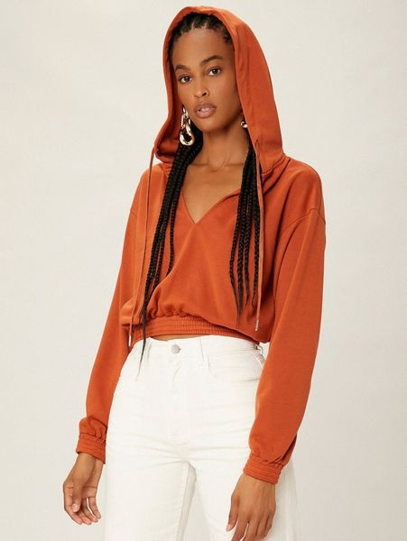 newness drawstring detail drop shoulder solid hoodie 56ft#, White;black
newness drawstring detail drop shoulder solid hoodie 56ft#, White;black