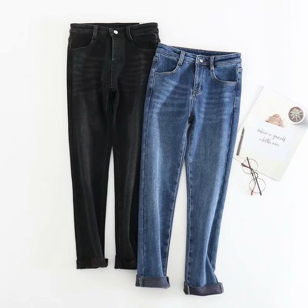 jeans f9229 - korean women's clothing autumn and winter 2021 high waist plush elastic denim straight pants for women, Blue
jeans f9229 - korean women's clothing autumn and winter 2021 high waist plush elastic denim straight pants for women, Blue