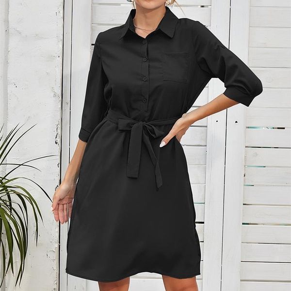 casual dresses summer women fashion high waist dress button knee-length korean solid tum-down collar vestidos female, Black;gray
casual dresses summer women fashion high waist dress button knee-length korean solid tum-down collar vestidos female, Black;gray