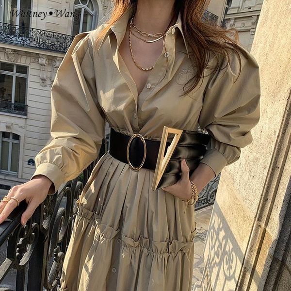 2021 spring fashion streetwear belted ruffles long shirt dress women office lady blouse casual dresses, Black;gray
2021 spring fashion streetwear belted ruffles long shirt dress women office lady blouse casual dresses, Black;gray