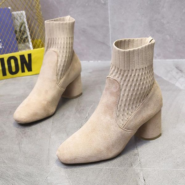 boots 2021 women sock round heel heeled pointed toe stretch fabrics solid color fashion suede upper ankle female shoes, Black
boots 2021 women sock round heel heeled pointed toe stretch fabrics solid color fashion suede upper ankle female shoes, Black