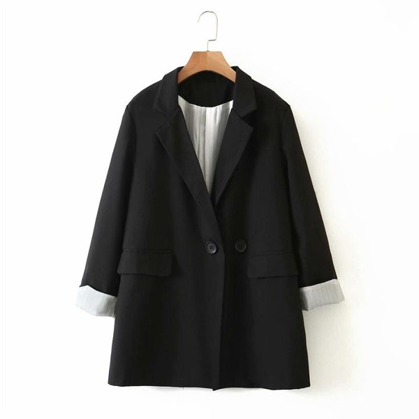 women's suits & blazers puwd vintage women single button black 2021 autumn fashion ladies loose notched collar casual jackets girls chi, White;black
women's suits & blazers puwd vintage women single button black 2021 autumn fashion ladies loose notched collar casual jackets girls chi, White;black
