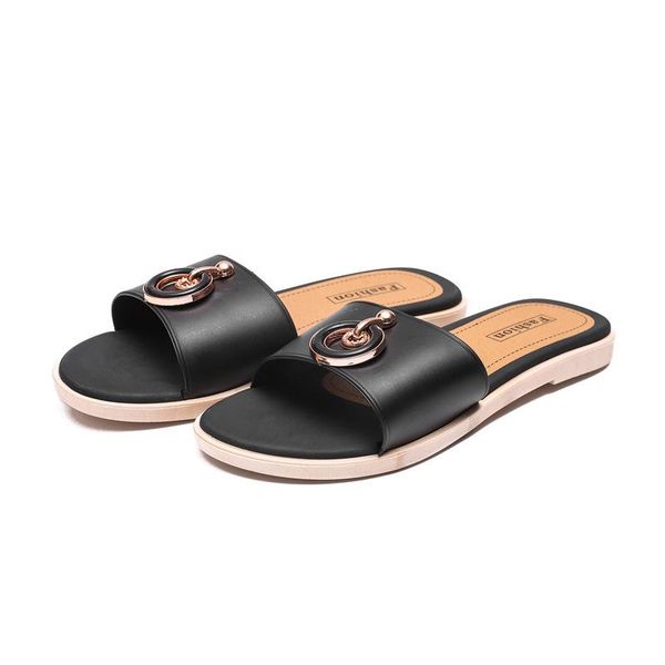 slippers web celebrity summer fashion circle girls outside wear non-slip flat bottom sandals versatile a flip-flop meta, Black 
slippers web celebrity summer fashion circle girls outside wear non-slip flat bottom sandals versatile a flip-flop meta, Black