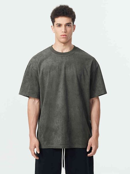 chinism 2021ss ch suede washed and ground short sleeve t-shirt for men, White;black 
chinism 2021ss ch suede washed and ground short sleeve t-shirt for men, White;black