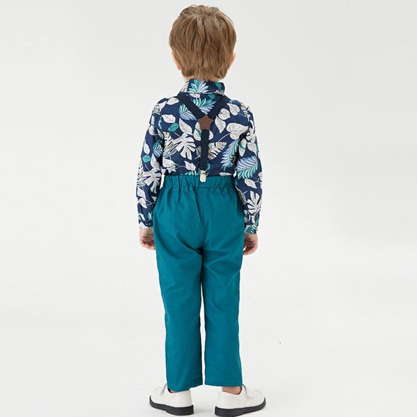 children's clothing autumn and winter clothing boys' floral shirt bow strap pants suit, Blue
children's clothing autumn and winter clothing boys' floral shirt bow strap pants suit, Blue