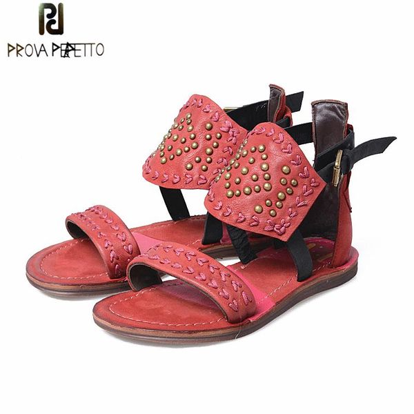prova perfetto fashion women genuine leather gladiator sandals rivets studded flat shoes woman embroidery casual beach flats, Black
prova perfetto fashion women genuine leather gladiator sandals rivets studded flat shoes woman embroidery casual beach flats, Black
