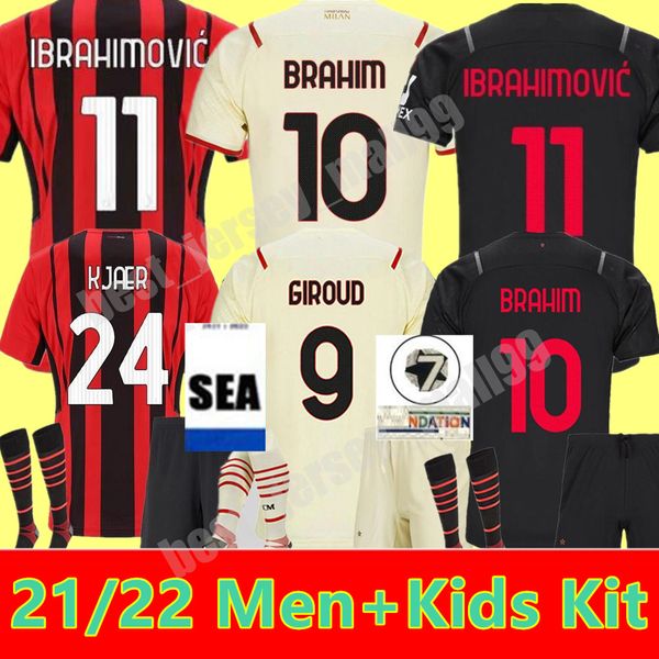 21 22 ac milan soccer jerseys giroud ibrahimovic third 3rd kit 2021 2022 tonali a.rebic kjær kessie theo brahim men kids sets football shirt, Black;yellow
21 22 ac milan soccer jerseys giroud ibrahimovic third 3rd kit 2021 2022 tonali a.rebic kjær kessie theo brahim men kids sets football shirt, Black;yellow