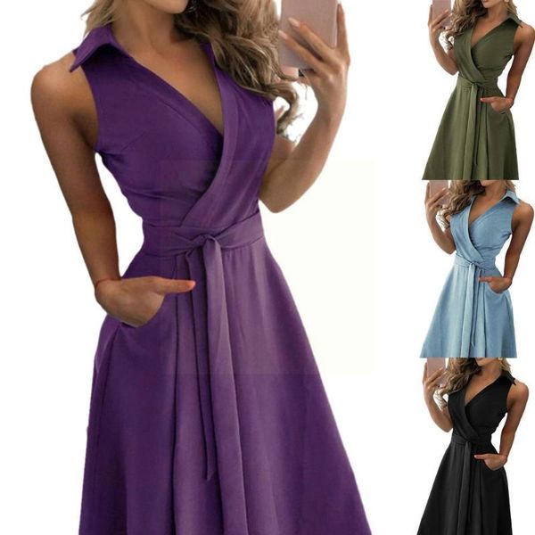 casual dresses 2021 summer elegant v-neck solid color turn-down collar midi women office tank sashes ladies dress sleeveles w3m4, Black;gray
casual dresses 2021 summer elegant v-neck solid color turn-down collar midi women office tank sashes ladies dress sleeveles w3m4, Black;gray