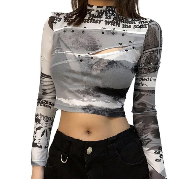 fall transparent cut out hole ladies street fashion letters print tie dye mesh half-high collar hollow casual t-shirt women's, White
fall transparent cut out hole ladies street fashion letters print tie dye mesh half-high collar hollow casual t-shirt women's, White